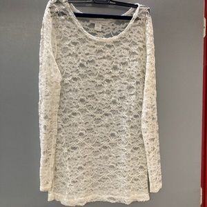 The Limited Long Sleeve White Lace Top size large